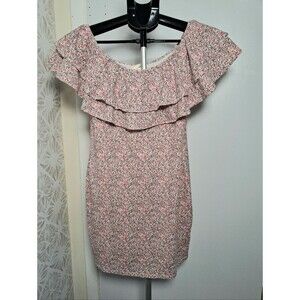H&M Women's Dress Floral Off-Shoulder Flounce Stretch Mini Size Medium